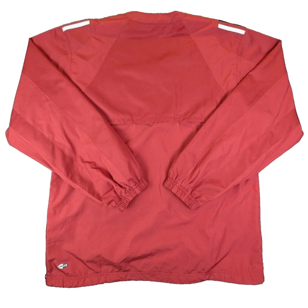 Wisconsin Badgers Jacket Mens Medium Red Adidas Pullover Windbreaker V-Neck